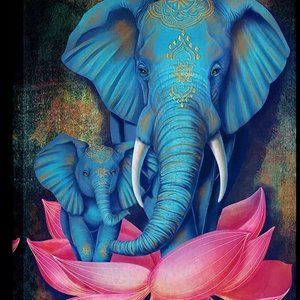 16 x 20 Art Poster Print Reproduction BOUGIE DECOR Wall Art Tribal Elephant